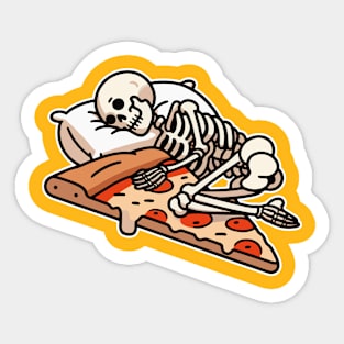 Skeleton hugging a slice of pizza Sticker